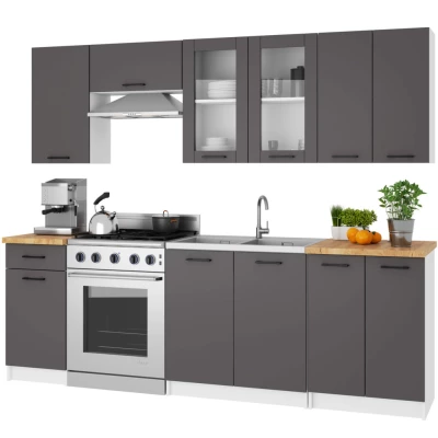 Oberschrank aus Glas, 80 cm, Vermina – weiß/grau