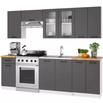 Oberschrank aus Glas, 80 cm, Vermina – weiß/grau
