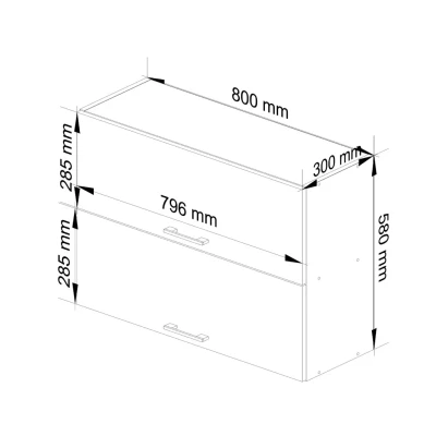Oberer, wandmontierter Küchenschrank 80 cm VERMINA - weiß / Beton