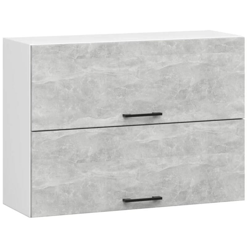 Oberer, wandmontierter Küchenschrank 80 cm VERMINA - weiß / Beton
