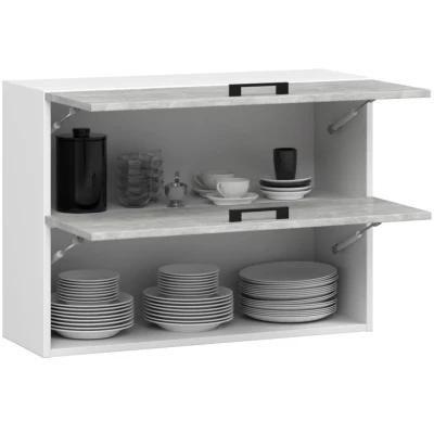 Oberer, wandmontierter Küchenschrank 80 cm VERMINA - weiß / Beton