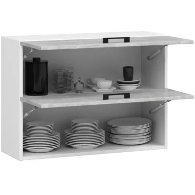 Oberer, wandmontierter Küchenschrank 80 cm VERMINA - weiß / Beton
