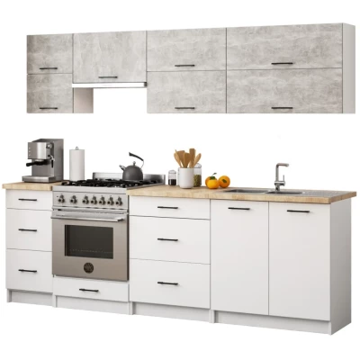Oberer, wandmontierter Küchenschrank 80 cm VERMINA - weiß / Beton