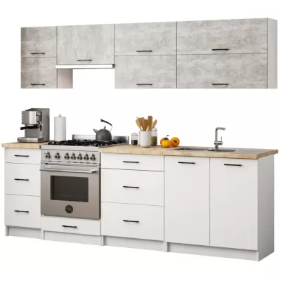 Oberer, wandmontierter Küchenschrank 80 cm VERMINA - weiß / Beton