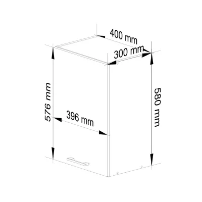Wandhängender Küchenschrank 40 cm VERMINA - weiß/grau