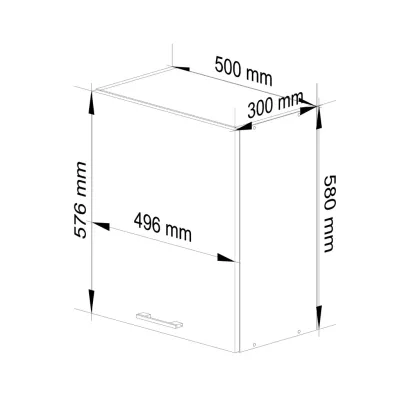 Wandhängender Küchenschrank 50 cm VERMINA - weiß/grau