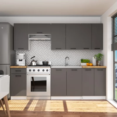 Wandhängender Küchenschrank 50 cm VERMINA - weiß/grau