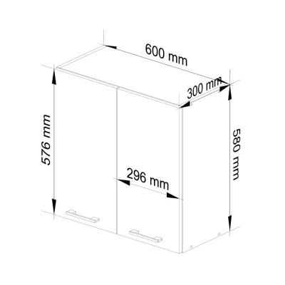 Wandhängender Küchenschrank 60 cm VERMINA - weiß/grau