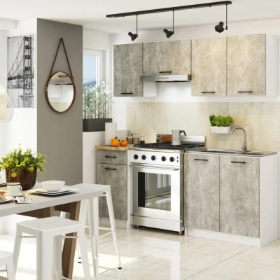Wandhängender Küchenschrank 80 cm VERMINA - weiß / Beton