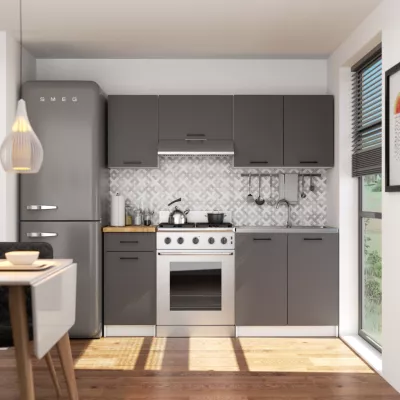 Wandhängender Küchenschrank 80 cm VERMINA - weiß/grau