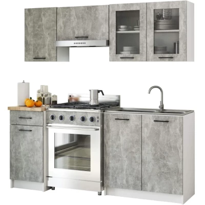 Wandmontierter Glasschrank 80 cm VERMINA - weiß / Beton