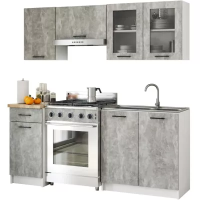 Wandmontierter Glasschrank 80 cm VERMINA - weiß / Beton