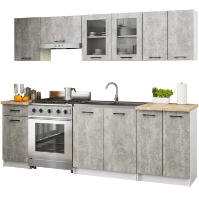 Wandmontierter Glasschrank 80 cm VERMINA - weiß / Beton