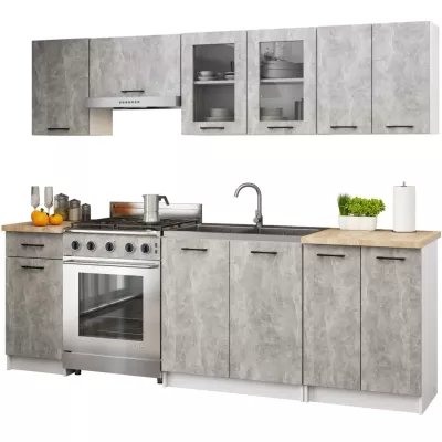 Wandmontierter Glasschrank 80 cm VERMINA - weiß / Beton