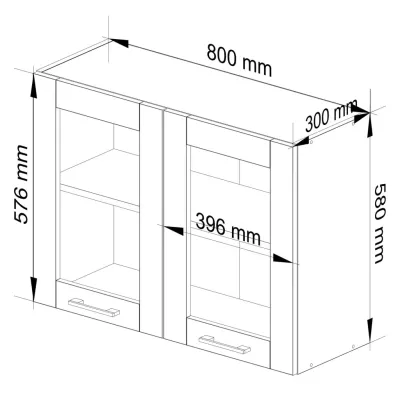 Wandmontierter Glasschrank 80 cm VERMINA - weiß/grau