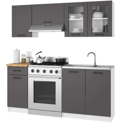 Wandmontierter Glasschrank 80 cm VERMINA - weiß/grau