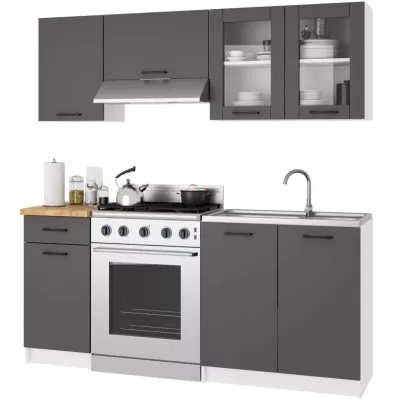 Wandmontierter Glasschrank 80 cm VERMINA - weiß/grau