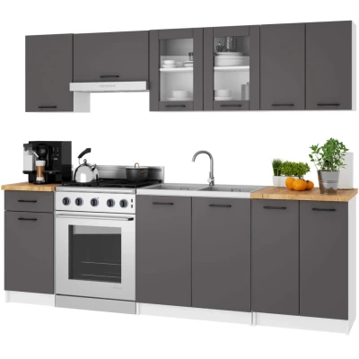 Wandmontierter Glasschrank 80 cm VERMINA - weiß/grau