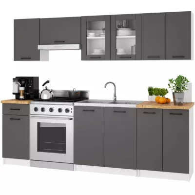 Wandmontierter Glasschrank 80 cm VERMINA - weiß/grau