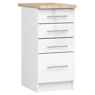 Küchenschrank mit Schubladen 40 cm VERMINA - weiß / weiß glänzend