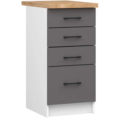 Küchenschrank mit Schubladen 40 cm VERMINA - weiß/grau