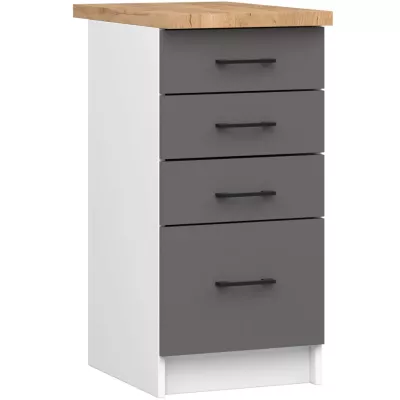 Küchenschrank mit Schubladen 40 cm VERMINA - weiß/grau