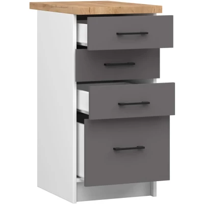 Küchenschrank mit Schubladen 40 cm VERMINA - weiß/grau