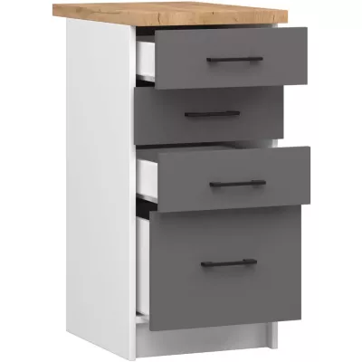 Küchenschrank mit Schubladen 40 cm VERMINA - weiß/grau