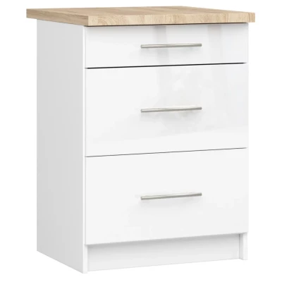 Küchenschrank mit Schubladen 60 cm VERMINA - weiß / weiß glänzend