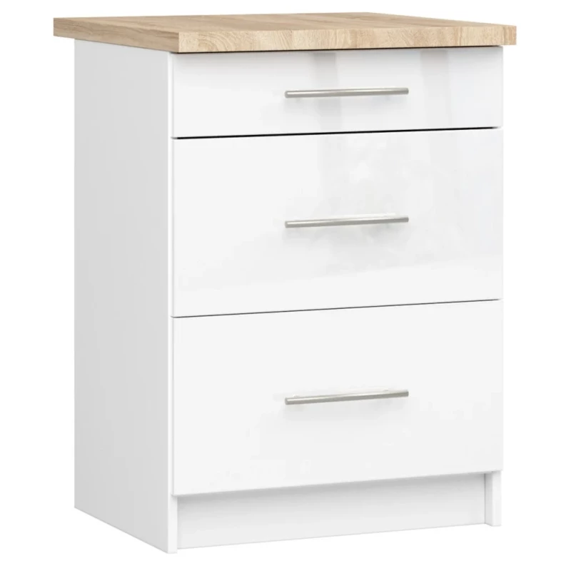 Küchenschrank mit Schubladen 60 cm VERMINA - weiß / weiß glänzend