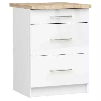 Küchenschrank mit Schubladen 60 cm VERMINA - weiß / weiß glänzend