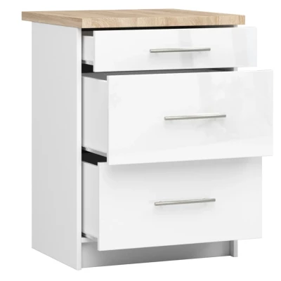 Küchenschrank mit Schubladen 60 cm VERMINA - weiß / weiß glänzend
