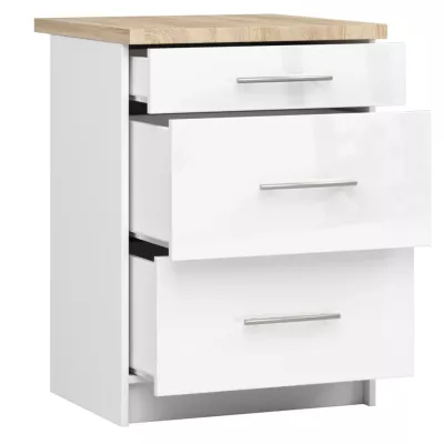 Küchenschrank mit Schubladen 60 cm VERMINA - weiß / weiß glänzend