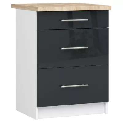 Küchenschrank mit Schubladen 60 cm VERMINA - weiß / dunkelgrau glänzend