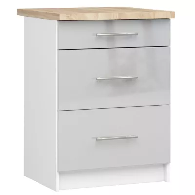 Küchenschrank mit Schubladen 60 cm VERMINA - weiß / hellgrau glänzend