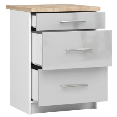 Küchenschrank mit Schubladen 60 cm VERMINA - weiß / hellgrau glänzend