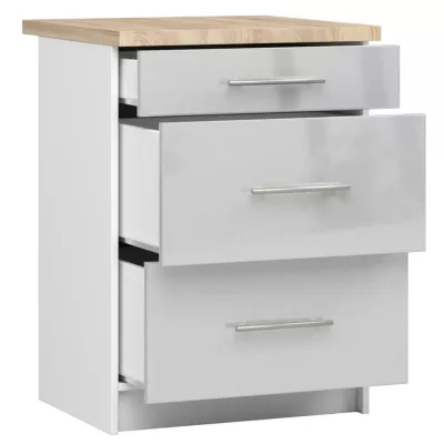 Küchenschrank mit Schubladen 60 cm VERMINA - weiß / hellgrau glänzend