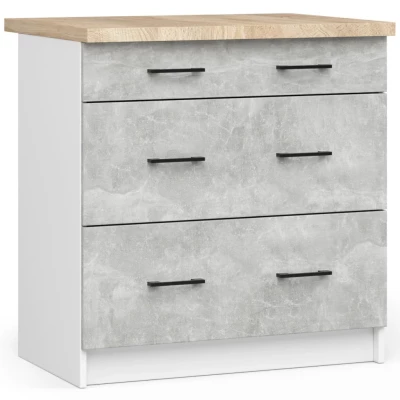 Küchenschrank mit Schubladen 80 cm VERMINA - weiß / Beton