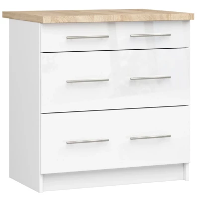 Küchenschrank mit Schubladen 80 cm VERMINA - weiß / weiß glänzend