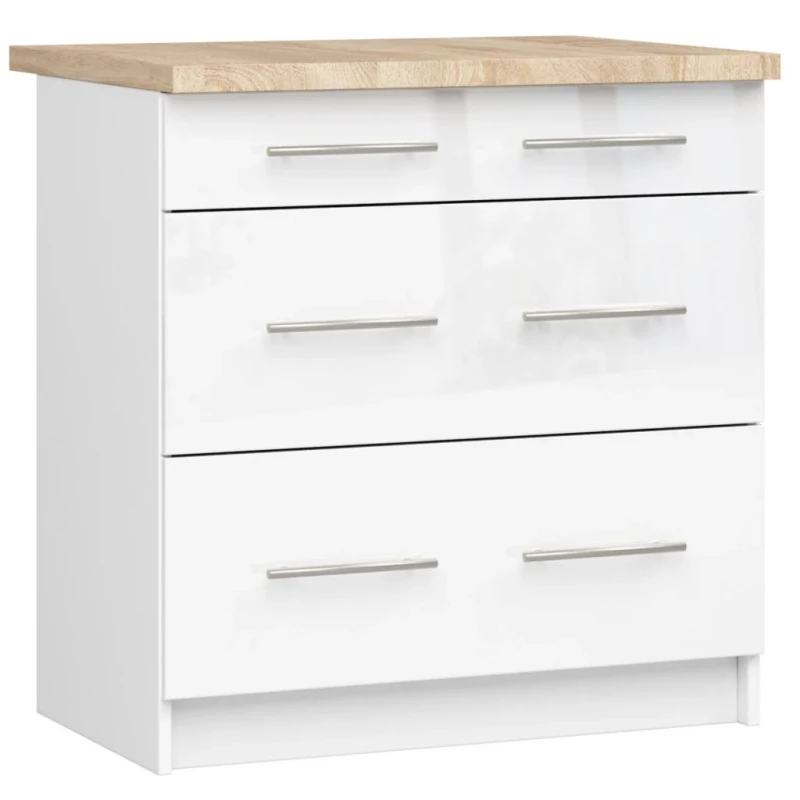 Küchenschrank mit Schubladen 80 cm VERMINA - weiß / weiß glänzend
