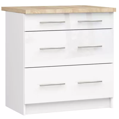 Küchenschrank mit Schubladen 80 cm VERMINA - weiß / weiß glänzend