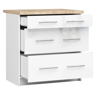Küchenschrank mit Schubladen 80 cm VERMINA - weiß / weiß glänzend