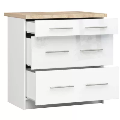 Küchenschrank mit Schubladen 80 cm VERMINA - weiß / weiß glänzend