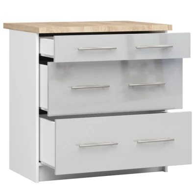 Küchenschrank mit Schubladen 80 cm VERMINA - weiß / hellgrau glänzend