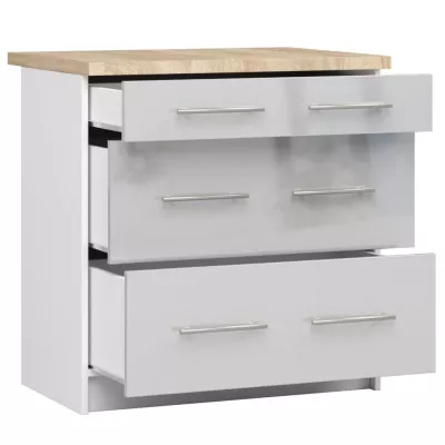 Küchenschrank mit Schubladen 80 cm VERMINA - weiß / hellgrau glänzend