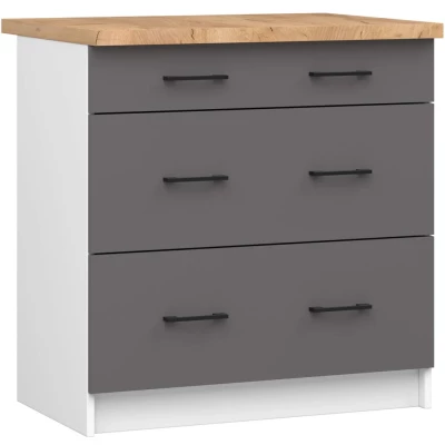 Küchenschrank mit Schubladen 80 cm VERMINA - weiß/grau