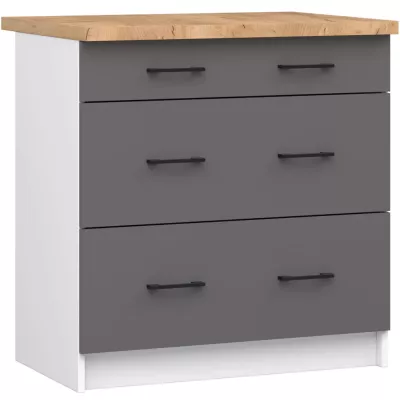 Küchenschrank mit Schubladen 80 cm VERMINA - weiß/grau