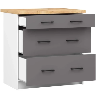 Küchenschrank mit Schubladen 80 cm VERMINA - weiß/grau