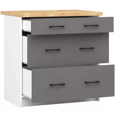 Küchenschrank mit Schubladen 80 cm VERMINA - weiß/grau