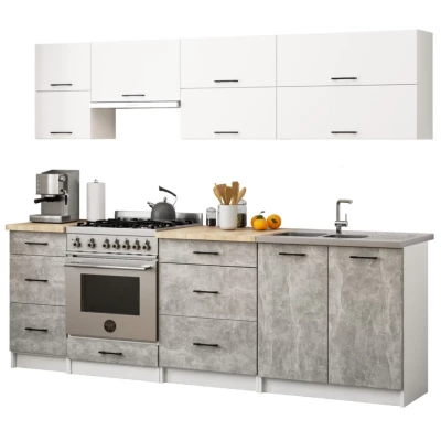 Ofenschrank 60 cm VERMINA - weiß / Beton